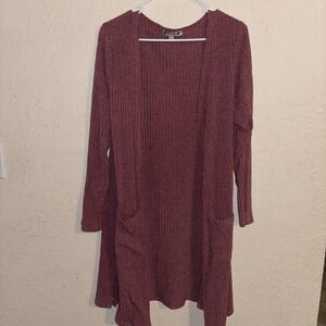 Wilde Brand Women's Long Cardigan Rose Pink with Pockets - Plus Size 3XL